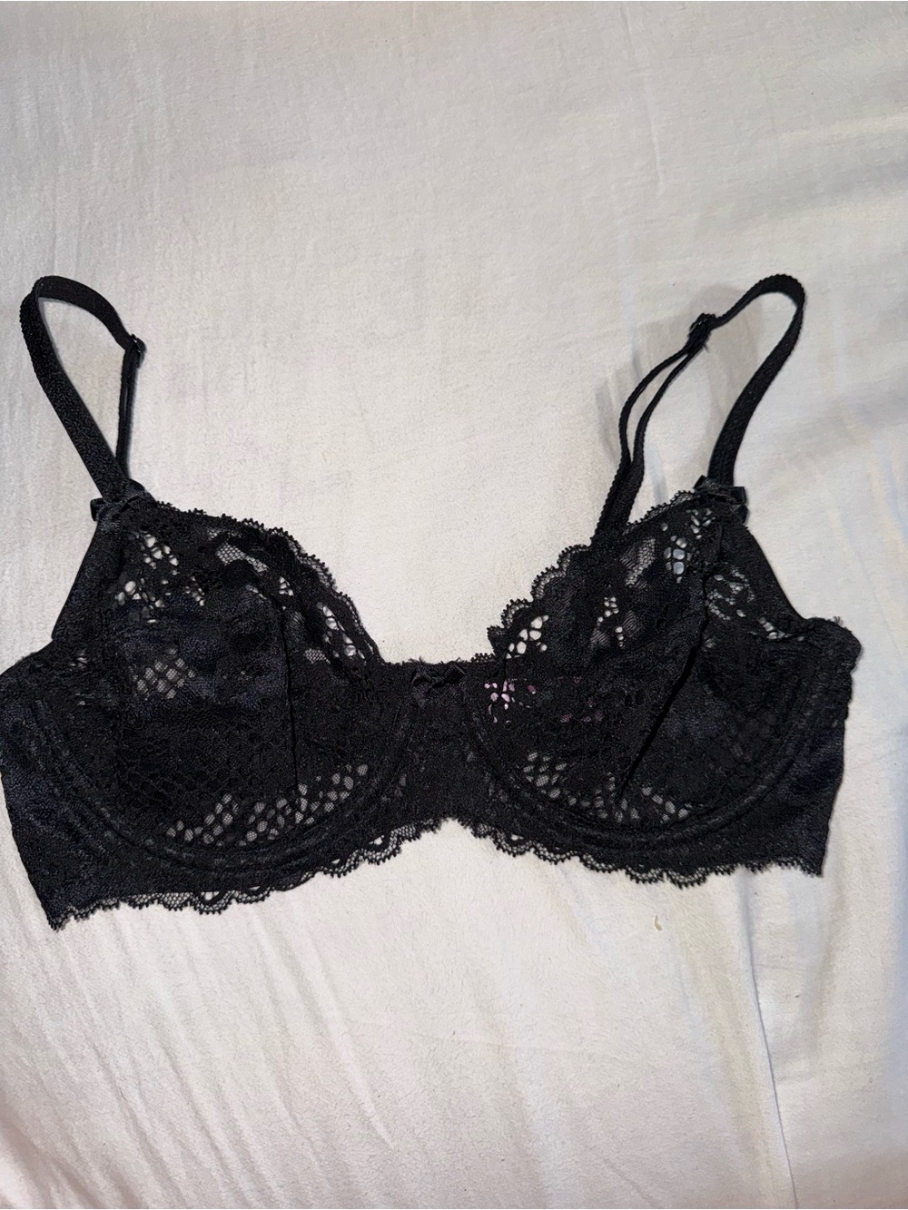 Adore Me black lace bra with floral pattern, size 32D #lingerie #floral